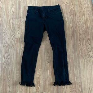 Just Black Denim skinny jeans size 27, true black, like new with frayed bottom